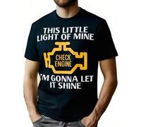 Shein [Check Engine Light T-Shirt] Funny Car Auto Mechanic Garage Men T-Shirt - 220g Check Engine Light Shine