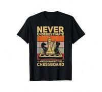 Shein Chess Grandmaster An Old Man At The Chessboard T-ShirtRetro T-Shirt With Cartoon, Anime And Comic Letters Retro Street Fun Summer Fashion T-Shirt Pri