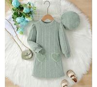Shein Chicas Vestido sudadera con parche de corazón & Sombrero