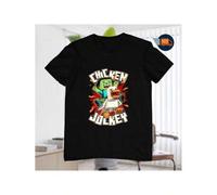 Shein Chicken Jockey T-Shirt, Gift for Game Lover Chicken, Minecraft Quirky Cotton Graphic Tees, Hilarious Gaming Gift For Kids Men Women