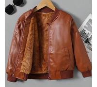 Shein Chico joven Cazadora tipo bomber con cremallera con forro térmico PU