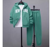 Shein Chico preadolescente Cazadora con estampado de letra con forro térmico con capucha con pantalones deportivos sin camiseta