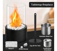 Shein Chimenea de mesa con estilo retro con llama de alcohol portátil para calefacción, adecuada para decoración interior y ambiente de campamento al aire l