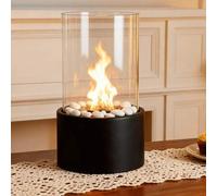 Shein Chimenea de mesa de bioetanol, para uso interior y exterior, piedras decorativas, mayor tiempo de combustión, brasero portátil de bioetanol, pequeña c