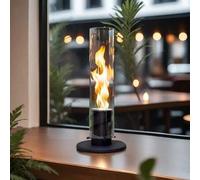 Shein Chimenea giratoria de interior con efecto de llama realista - Base de metal, sin ventilación, portátil con quemador de alcohol para uso en el hogar y