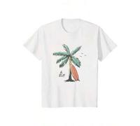 Shein Christian Bible Verse Pattern T Shirt, Beachy Backprint Tops, Coconut Tree Shirt Unisex Tee Teen Baptism Gift Ocean Inspired
