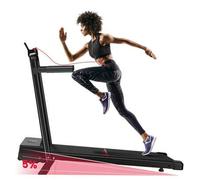 Shein Cinta de correr plegable C1 2 en 1 para caminar y correr con pasamanos laterales, 1-8 km/h, inclinación manual del 5 %, pantalla LCD, cinta de correr