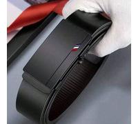 Shein Cinturón de cuero con hebilla automática para hombres, cinturón casual de alta gama para jóvenes, unicolor de cuero de PU estilo vintage de dinero vie