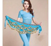 Shein Cinturón de danza del vientre con ondas y bufanda para las caderas para mujer, falda envolvente con monedas para danza del vientre dulce para mujer