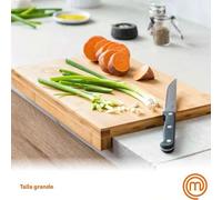 Shein CLICKYA-MasterChef Tabla de Cortar Cocina en Madera, Encimera de Bambú para la Carne, Jamon, Pan, Quesos, Tablero de Corte con Ranura para Jugos y Bor