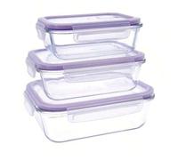 Shein CLICKYA-Set 3 Recipientes Herméticos Vidrio 37cl - 64cl - 104cl Quid Frost - Transparente Apto Microondas