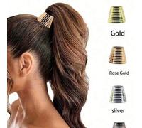Shein Clip de cola de caballo con rosca universal exagerado y campana grande, anillo de pelo de plástico para mujer, accesorio de pelo de moda punk para muj