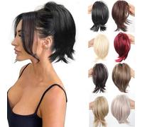 Shein Clip de garra para cola de caballo corta, extensión de cola de caballo con clip resistente al calor de cabello sintético liso, moño de cabello con mec