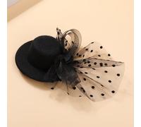 Shein Clip para el cabello con decoración de malla y sombrero de copa elegante, mini sombreros de bruja, mini sombreros de copa, mini gorra, artículos escol