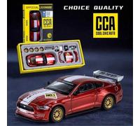Shein Coche de juguete a escala 1:42 del Mustang GT 2018 en rojo/amarillo/azul, modelo de coche de carreras de aleación coleccionable, regalo decorativo de