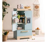 Shein Cocina de juguete de madera ROBUD con sonido realista, máquina de hielo, nevera y horno, centro de juego de simulación verde y dorado, cocina de jugue