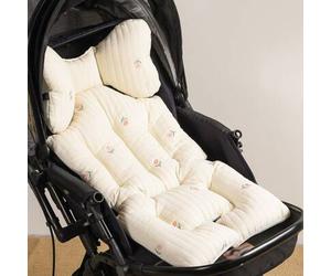 Shein Cojín de asiento de cochecito de bebé engrosado con diseño bordado y costura Sashiko