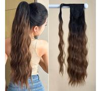 Shein Cola de caballo enrollable con extensión ombre de 22 pulgadas de largo, con ondas de agua que se adapta al calor, fibra sintética resistente al fuego