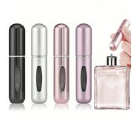 Shein Colaboración X Milania, Set de 4 piezas de botellas de perfume recargables de 5ml, Miniaturas portátiles de botellas de spray de aluminio, Regalos, Vi