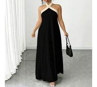 Shein Colección de elegancia extravagante que nunca pasa de moda (Vibraciones de "¡Ay de mí!") (Estética del miércoles) Vestido de cuello halter de talla gr