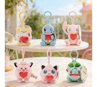 Shein Colección de llaveros de peluche con colgante de bolso de la serie Pokémon Dream Voyage, Togepi/Bulbasaur/Jigglypuff/Clefairy/Squirtle/Mew, diseño 3D
