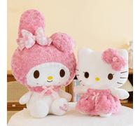 Shein Colección de muñecos de peluche con licencia oficial de los personajes de Sanrio - Presentando a Hello Kitty y My Melody en un elegante estilo de rosa