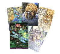 Shein Colección de Oráculo de Animales Místicos: Cartas de Guía Espiritual Premium con Decoración Dorada que Presentan Simbolismo de Oso Grizzly y Colibrí p