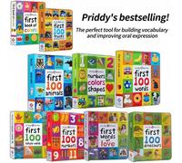 Shein Colección de primeras 100 palabras de Priddy Books, libros de cartón para construir vocabulario y expresión oral, materiales de aprendizaje temprano p
