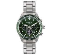 Shein Colección de relojes BREIL GENT SAIL, esfera MONOCROMÁTICA VERDE, movimiento de CUARZO CRONÓGRAFO y CORREA DE ACERO Y PLATA EW0638