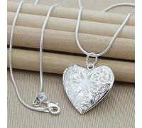 Shein Colgante con marco de foto de plata de ley 925, con cadena serpiente de 16/18/20/22/24/26/28/30 pulgadas, para mujer, accesorio de moda y joyería para