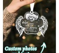 Shein Colgante conmemorativo de mascota personalizado en 2D plano - "Mi ángel tiene garras" Decoración personalizada de acrílico con forma de corazón, sin n