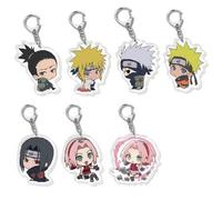 Shein Colgante de acrílico en forma de personaje de anime 2D, incluye diseños de Uchiha Sasuke, Haruno Sakura y Hatake Kakashi. Accesorio ideal para mochila
