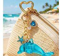 Shein Colgante de Delfín, Estrella de Mar, Corazón y Perla del Océano, Encanto para Bolso, Llavero, Adorno Colgante, Estilo Minimalista de Moda con Tema Oce