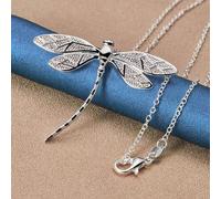 Shein Colgante de libélula grande de plata de ley 925 con cadena de collar de 16/18/20/22/24/26/28/30 pulgadas para mujer, joyería de moda, regalo de cumple
