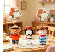 Shein Colgante de Snoopy y Franklin y Charlie Brown estilo vaquero del oeste, diseño de dibujos animados adorable, ligero y portátil para colgar en bolsos,