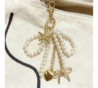 Shein Colgante unisex de cuentas con lazo estilo Y2k, colgante de bolso grande con forma de corazón a la moda, diseño de hebilla giratoria con forma de cora