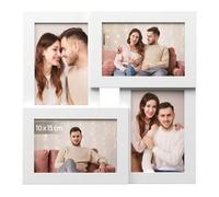 Shein Collage de Marco de Fotos, 4 Marcos para Fotos 10 x 15 cm, Marcos de fotos para Pared, Marcos Múltiples, Decoración de pared, Blanco Nube, Regalo de N