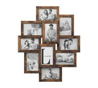 Shein Collage de Marcos de Fotos, 10 Marcos para Fotos de 10 x 15 cm, Marcos de Fotos para Pared, Marcos Múltiples, Decoración de Pared, Marrón Rústico,Rega