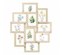 Shein Collage de Marcos de Fotos, 10 Marcos para Fotos de 10 x 15 cm, Marcos de Fotos para Pared, Marcos Múltiples, Decoración de Pared, Beige Natural , Reg