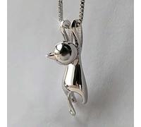 Shein Collar con colgante de gato lindo de plata de ley 925, cadena de clavícula, accesorio de cuello plateado, regalo exquisito para parejas y mejores amig