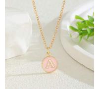 Shein Collar con dije redondo de detalles de letra inicial delicada en 5 colores clásicos de moda para niños. Joyería popular y de para fiestas, veranos en