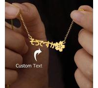 Shein Collar con nombre japonés personalizado, gargantilla con flor de cerezo Sakura, collares con palabras personalizadas para mujeres y hombres, collar d