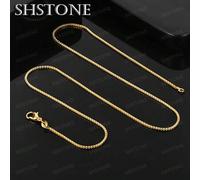 Shein Collar de cadena de caja de plata de ley 925 bañado en oro de 18K, opciones de tamaño: 16/18/20/22/24/26/28/30 pulgadas, collar DIY creativo, unisex,
