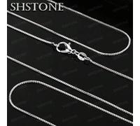 Shein Collar de cadena de caja elegante de plata de ley 925 bañada en plata de 16/18/20/22/24/26/28/30 pulgadas de 1 mm para mujeres, regalo de cumpleaños,