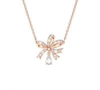 Shein Collar de cadena de clavícula con lazo romántico SWAROVSKI HYPERBOLA, regalo de Navidad, regalo del Día de San Valentín, regalo del Festival Qixi, reg
