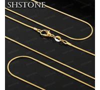 Shein Collar de cadena de hueso de serpiente chapado en oro de 18K sobre plata de ley 925, disponible en 16/18/20/22/24/26/28/30 pulgadas, cadena de hueso d