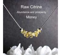 Shein Collar de Citrino Natural, Piedras de Cristal de Citrino de Prosperidad, Cristales de Abundancia