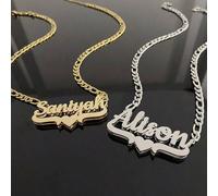 Shein Collar de doble capa personalizado de acero inoxidable, colgante de cadena de clavícula con corazón y letra en inglés, regalo ideal para parejas, amig