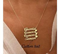 Shein Collar de Familia Personalizado de Acero Inoxidable 1-5 Nombres, Placa de Nombre con Colgante de Letra & Corazón, Regalo para Ella en su Cumpleaños, D