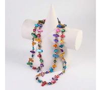 Shein Collar de varios capas de concha y vidrio bohemio multicolor para mujeres, collar largo para suéteres, creativa popular a través de fronteras